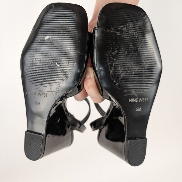 Nine West Ankle Strap Black Wedge Heels Women's 5 NWOT - Picture 3 of 11